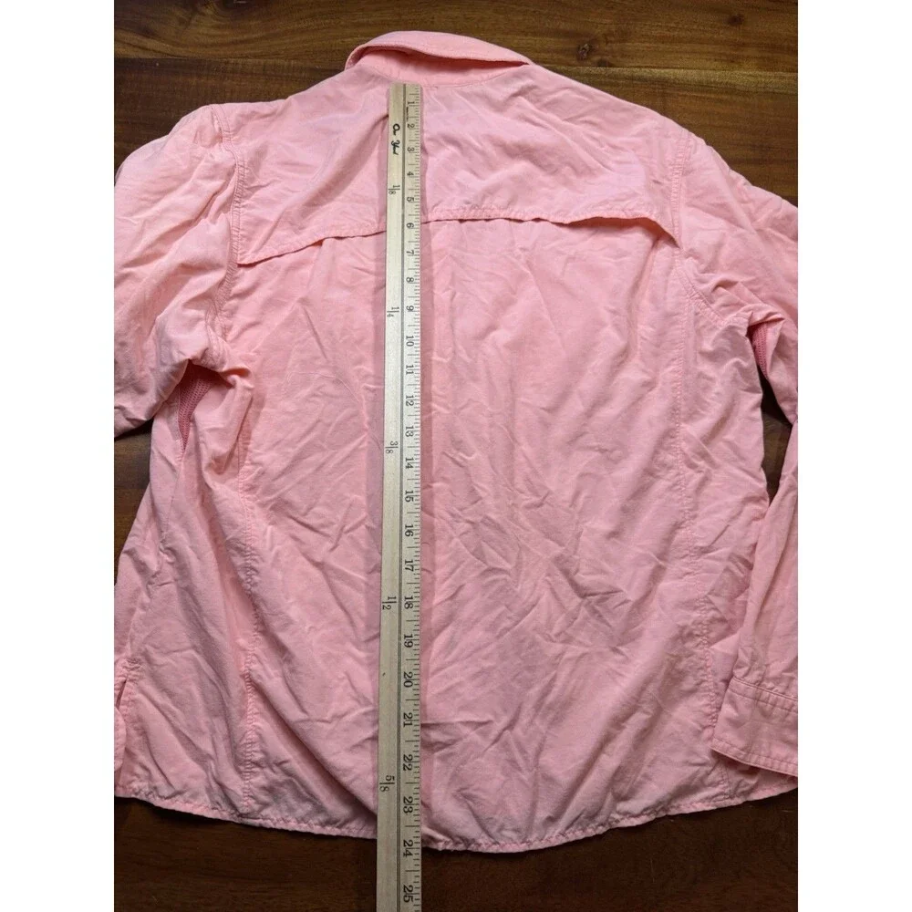 Solumbra Pink Sun Protective Long Sleeve Button Up Shirt Women Size M Mesh Vent